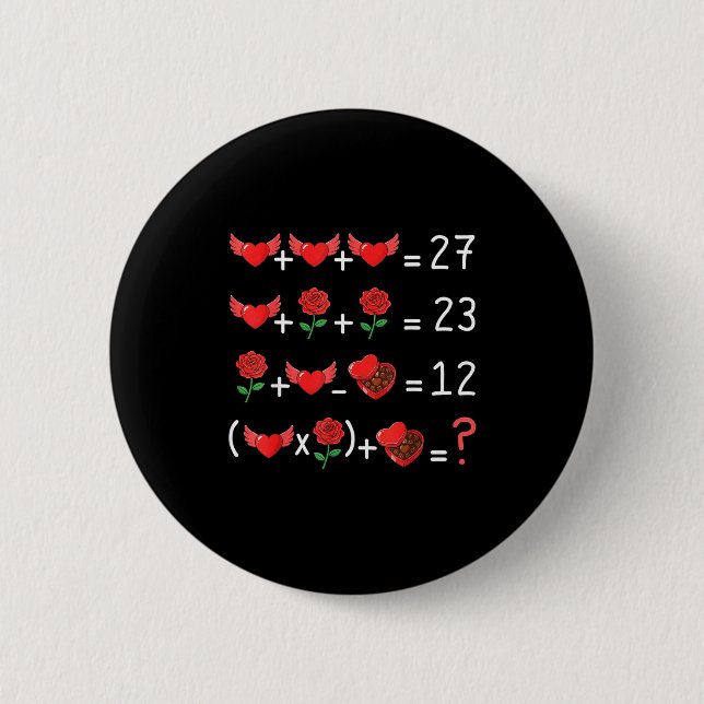 Funny 67 Math Teacher Valentine Math Teacher Women Button (Front)
