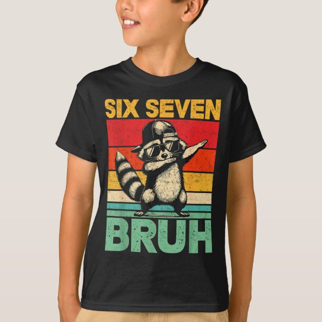 Funny 67 Meme Boys Kids 6 7 Dabbing Six Seven Bruh T-Shirt (Front)