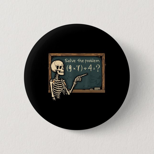 Funny 67 Meme Brainrot Joke Halloween Skeleton Mat Button (Front)