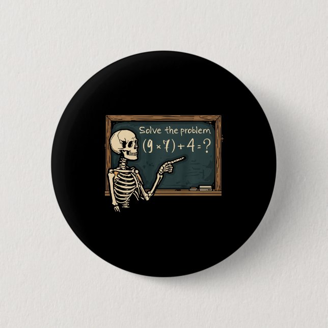 Funny 67 Meme Brainrot Joke Halloween Skeleton Mat Button (Front)