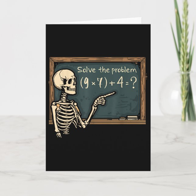 Funny 67 Meme Brainrot Joke Halloween Skeleton Mat Card (Front)