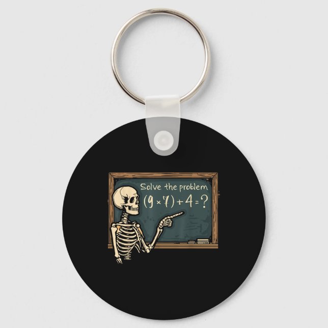 Funny 67 Meme Brainrot Joke Halloween Skeleton Mat Keychain (Front)