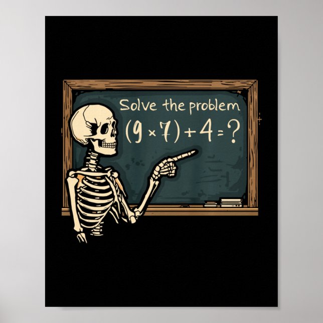 Funny 67 Meme Brainrot Joke Halloween Skeleton Mat Poster (Front)