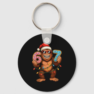 Funny 67 Meme Christmas Bigfoot For Kids Teens Keychain
