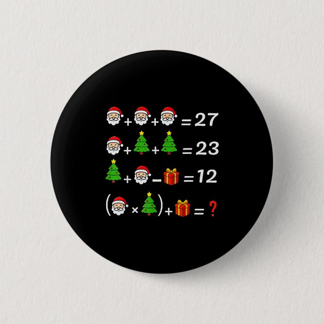 Funny 67 Meme Christmas Math Teacher Santa Six Sev Button (Front)