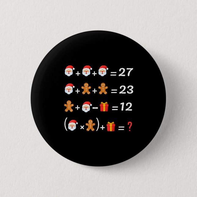 Funny 67 Meme Christmas Math Teacher Santa Six Sev Button (Front)
