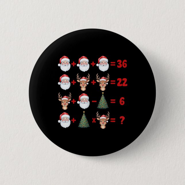 Funny 67 Meme Christmas Math Teacher Santa Six Sev Button (Front)