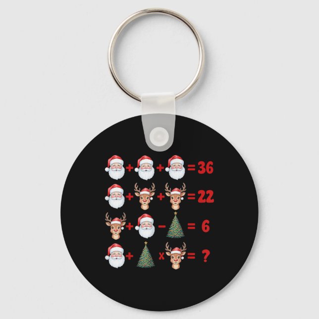 Funny 67 Meme Christmas Math Teacher Santa Six Sev Keychain (Front)