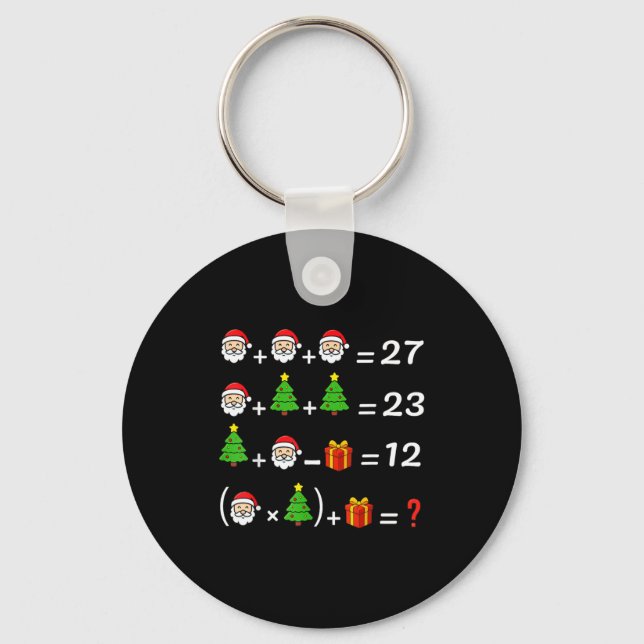 Funny 67 Meme Christmas Math Teacher Santa Six Sev Keychain (Front)
