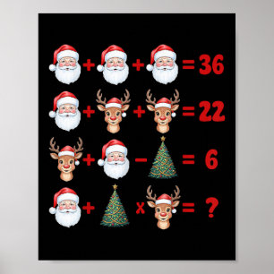 Funny 67 Meme Christmas Math Teacher Santa Six Sev Poster