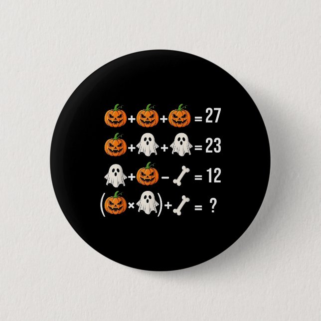 Funny 67 Meme Pumpkin Ghost Math Teacher Costume  Button (Front)