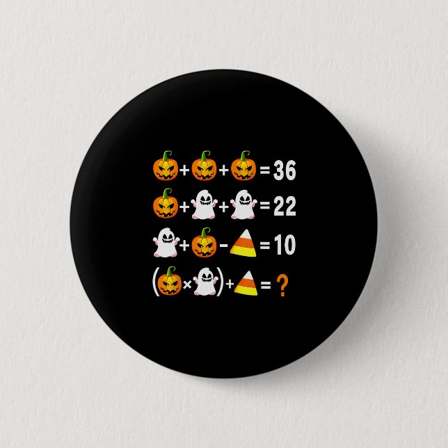 Funny 67 Meme Pumpkin Ghost Math Teacher Halloween Button (Front)