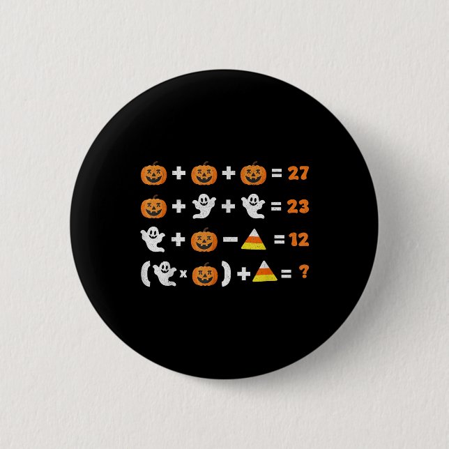Funny 67 Meme Pumpkin Ghost Math Teacher Halloween Button (Front)