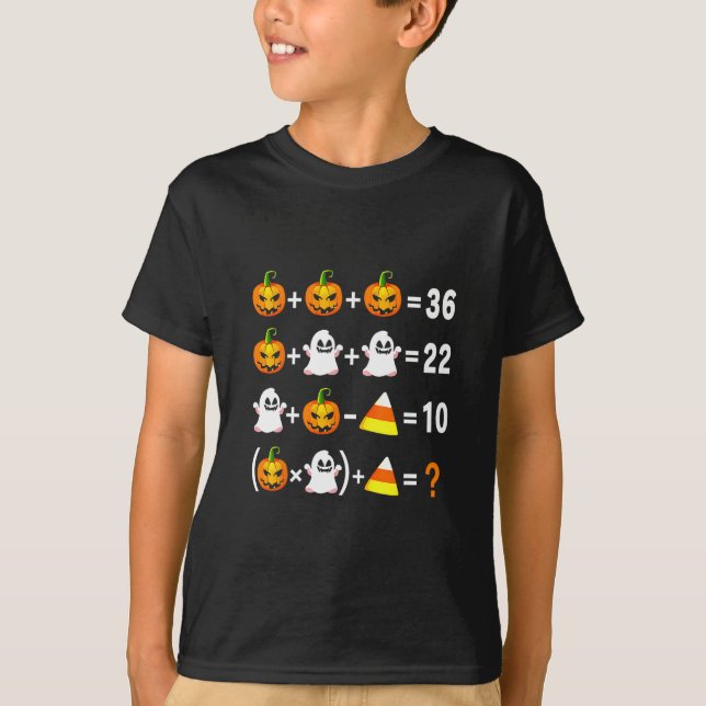 Funny 67 Meme Pumpkin Ghost Math Teacher Halloween T-Shirt (Front)