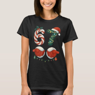 Funny 67 Meme Santa Hand Christmas Pajamas Men Wom T-Shirt