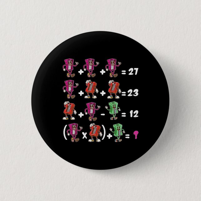 Funny 67 Meme School Math Teacher Six Seven Puzzle Button (Front)