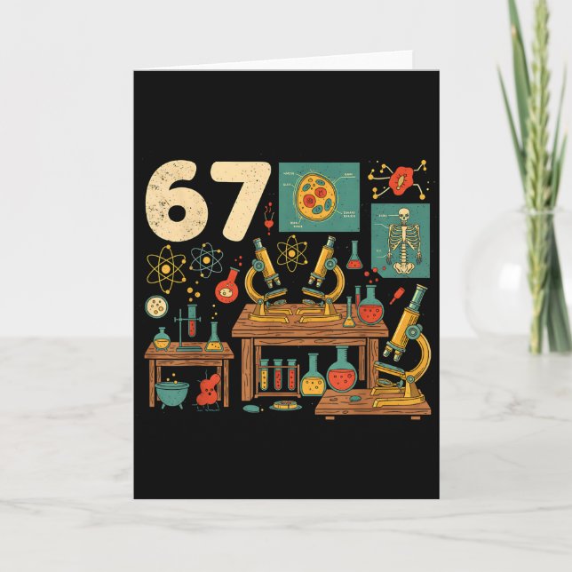 Funny 67 Meme Science Teacher Students Six Seven M Card (Front)
