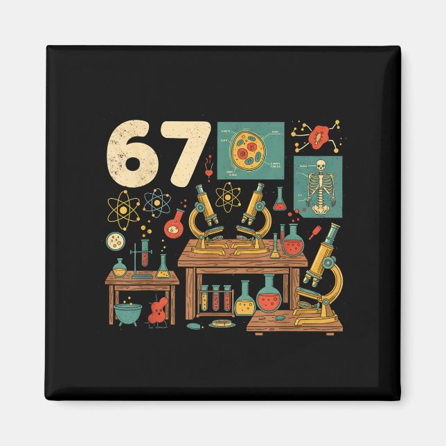 Funny 67 Meme Science Teacher Students Six Seven M Magnet (Front)