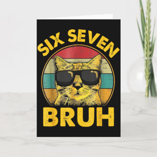 Funny 67 Meme Six Seven Bruh Cat Vintage Gen Z Alp Card