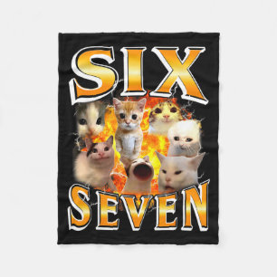 Funny 67 Meme Six Seven Cat Meme Funny Bootleg Gra Fleece Blanket