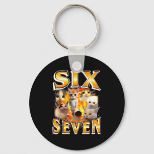 Funny 67 Meme Six Seven Cat Meme Funny Bootleg Gra Keychain