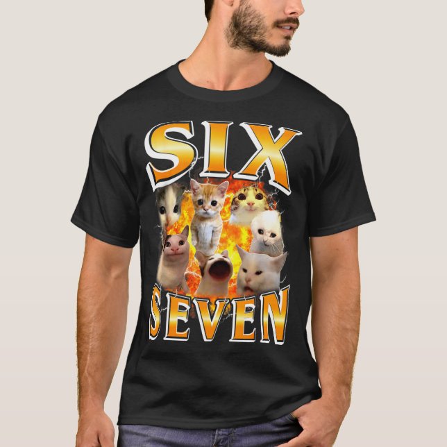 Funny 67 Meme Six Seven Cat Meme Funny Bootleg Gra T-Shirt (Front)