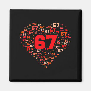 Funny 67 Meme Six Seven Heart Matching Couples Val Magnet