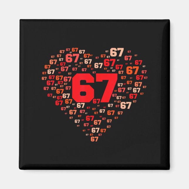 Funny 67 Meme Six Seven Heart Matching Couples Val Magnet (Front)