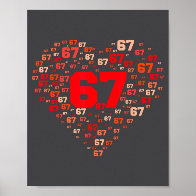 Funny 67 Meme Six Seven Heart Matching Couples Val Poster (Front)