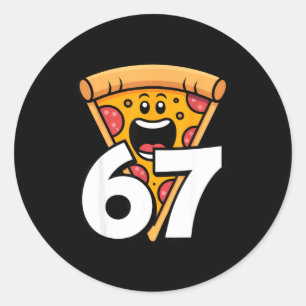 Funny 67 Meme Six Seven Humor Food Zza Classic Round Sticker