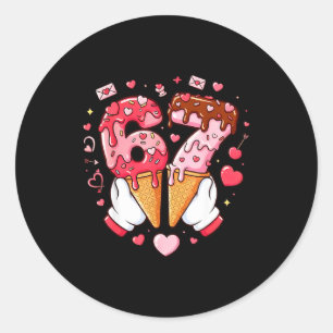 Funny 67 Meme Six Seven Ice Cream Matching Couples Classic Round Sticker