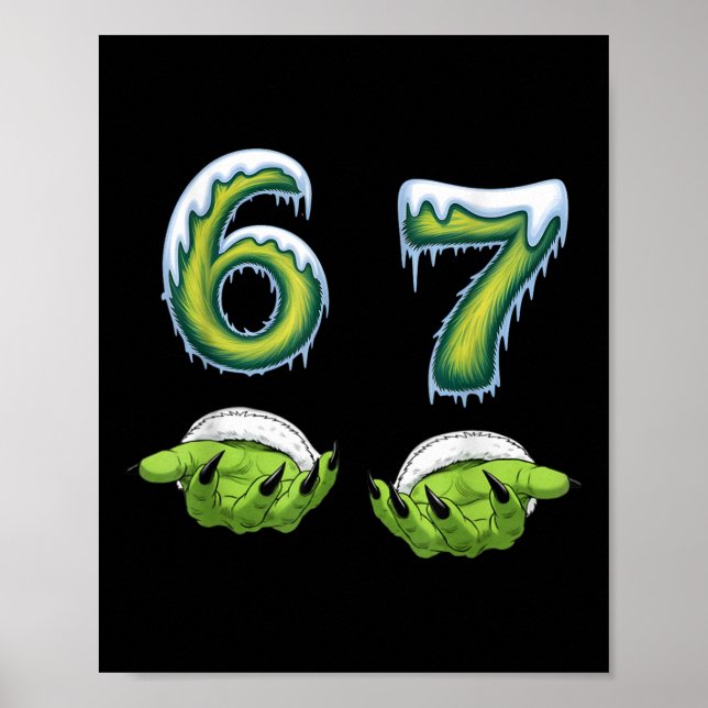 Funny 67 Meme Six Seven Scary Monster Hands Christ Poster (Front)