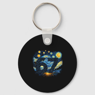 Funny 67 Meme Six Seven Starry Art Night Keychain