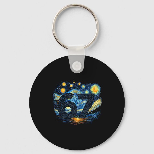 Funny 67 Meme Six Seven Starry Art Night  Keychain (Front)