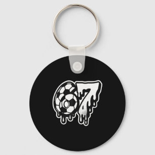 Funny 67 Meme Slang Soccer Ice Cream Drip Six Seve Keychain