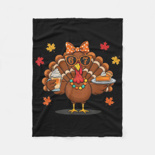 Funny 67 Meme Thanksgiving Turkey With Pumpkin Pie Fleece Blanket