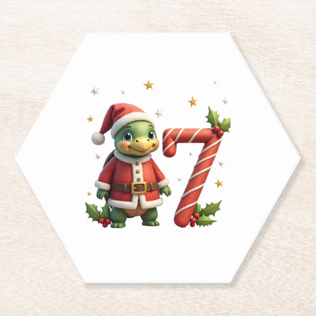 Funny 67 Meme Turtle Christmas PJm Men Women Famil Paper Coaster (Front)