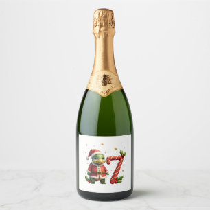 Funny 67 Meme Turtle Christmas PJm Men Women Famil Sparkling Wine Label