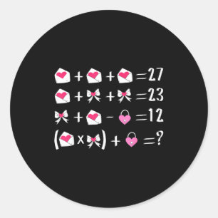 Funny 67 Meme Valentine Math Teacher Bow Six Seven Classic Round Sticker