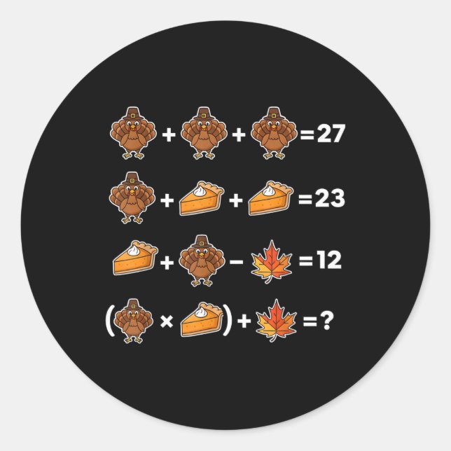 Funny 67 Memethanksgiving Math Teacher Puzzle Turk Classic Round Sticker (Front)