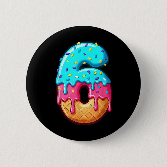 Funny 67 Number 6 Ice Cream Drip Meme Matching Gro Button (Front)