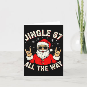 Funny 67 Rock On Santa Six Seven Trendy Meme Holid Card