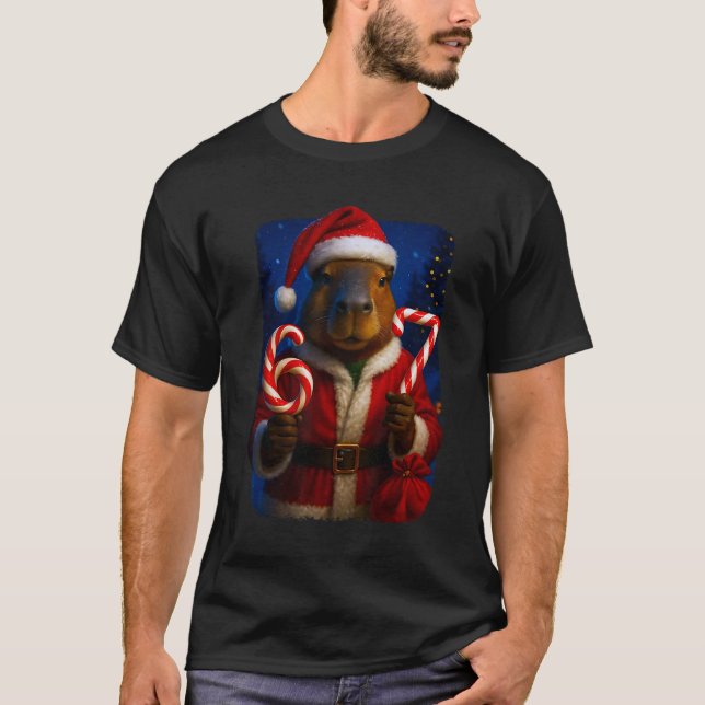 Funny 67 Santa Capyra Six Seven Ironic Christmas M T-Shirt (Front)