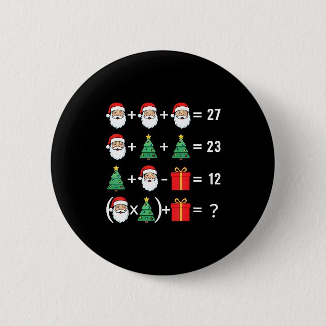 Funny 67 Santa Tree Math Teacher Christmas Xmas Hu Button (Front)