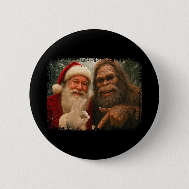 Funny 67 Santa With Bigfoot Six Seven 6 7 Meme Chr Button (Front)