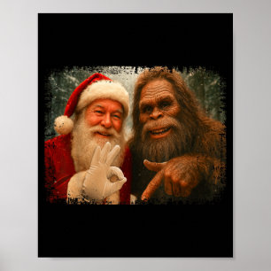 Funny 67 Santa With Bigfoot Six Seven 6 7 Meme Chr Poster