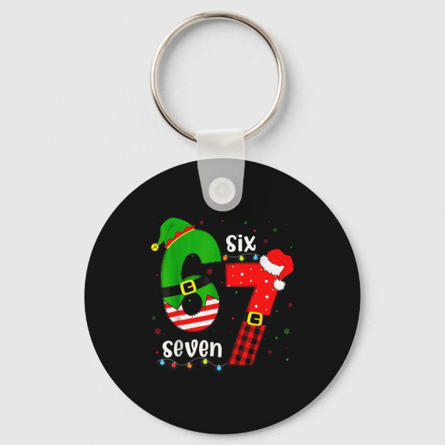 Funny 67 Six Seven Christmas Boys Girls Kids Teens Keychain (Front)