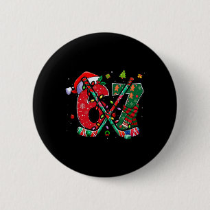Funny 67 Six Seven Christmas Ice Hockey Button