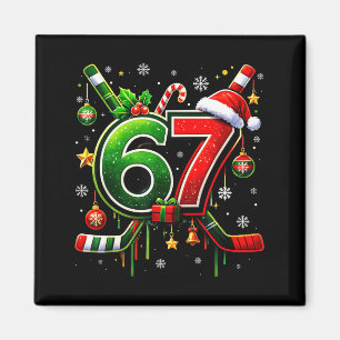 Funny 67 Six Seven Christmas Ice Hockey  Magnet