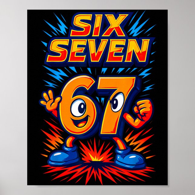 Funny 67 Six Seven Italian Brainrot Boys Girls 6 7 Poster (Front)